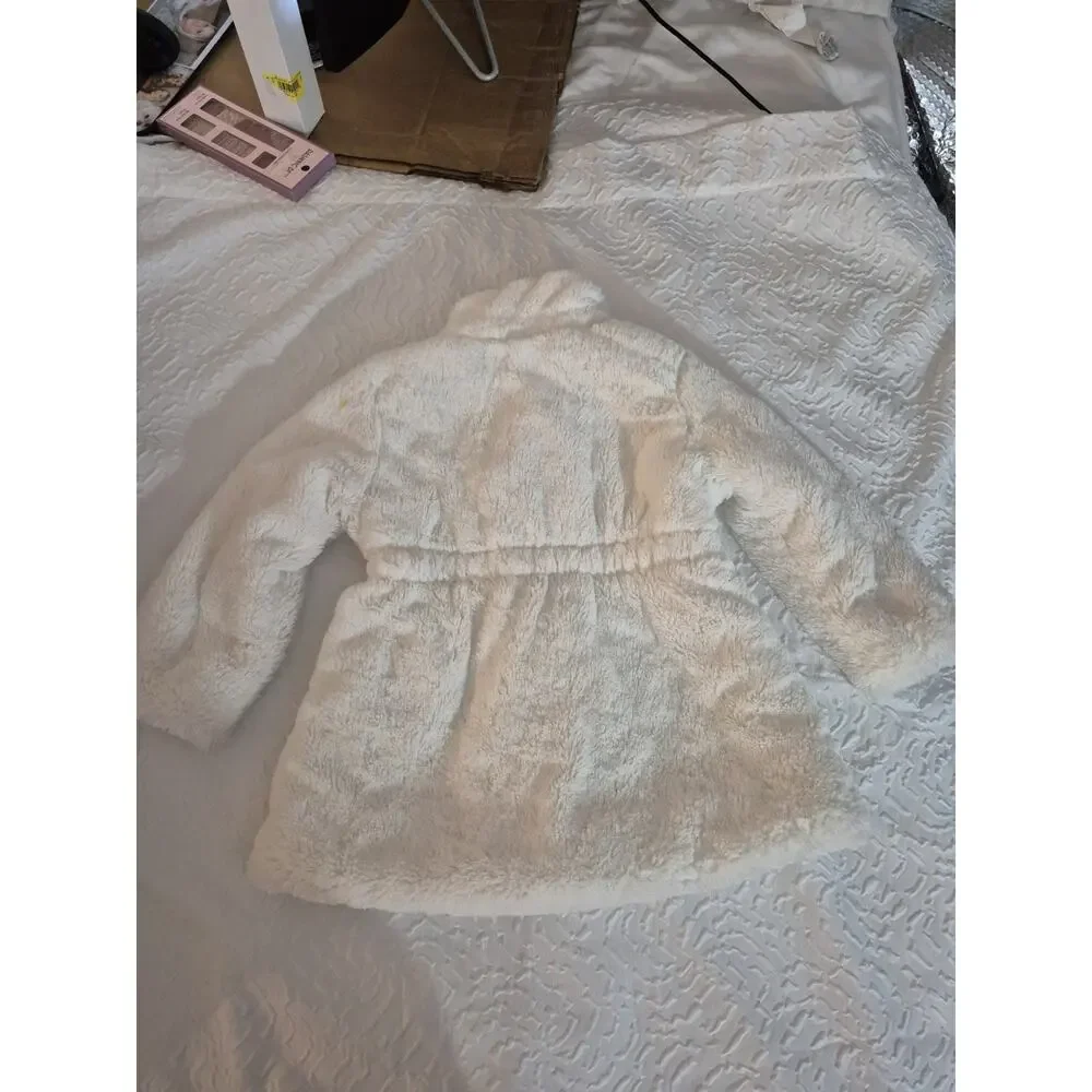 💥 Juicy Couture Girls Jacket Coat Kids Size 4t White Faux Fur Button Chic D2